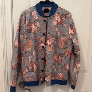 Italian Designer Floral Bomber Jacket w/ Paisley Lining